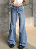 IFOMT Washed Low Waist Mopping Boyfriend Jeans