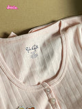 Ifomt Chic Hollow Out Pink Long Sleeve T-Shirt Summer Round Neck Buttons Cotton Slim Sexy Top for Woman Vintage Sweet Cute Y2k Tops