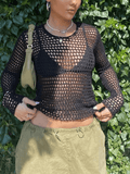 IFOMT Backless Crochet Hollow Knit Crop Top