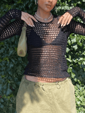 IFOMT Backless Crochet Hollow Knit Crop Top