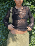 IFOMT Backless Crochet Hollow Knit Crop Top