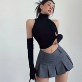 IFOMT 2024 New Spicy Girls Y2k Tops Oversleeve Sexy Turtleneck Tank Top for Women's Slim Fit Short tshirt Skinny Streetwear Crop Top