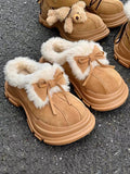 IFOMT Bowknot Round-Toe Split-Joint Platform Shoes Slippers&Mules