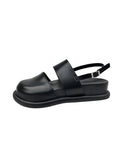 IFOMT Belt Buckle Hollow Round-Toe Split-Joint Sandals Wedges & Flatform
