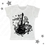 Ifomt Fashion Y2K Fake Two Guitar Print Punk T-shirts Women Slim Goth Street Retro black Tops Dark crop Tops Sexy Clothing 2000s Tops Casual Outfit
