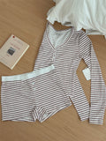 Ifomt Sweet Waffle Long Sleeve T-shirt Short Pajama Set Women New Buttons Tees+Lace Trim Short Pants Casual Floral Home 2 Piece Sets