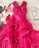 Ifomt Customized  Fashion V-neck Ball Gown Quinceanera Layered  Flowers Chiffon Occasion Evening   vestidos de graduación