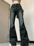 IFOMT Mid Rise Washed Flared Jeans