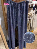 Ifomt Blue Heart Print Chic Wide Leg Pant Cotton 2025 Spring Summer Elastic Waist Loose Casual Women Trouser Sweet Fashion Home Pants