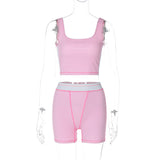 IFOMT Outfits Solid Bodycon Yoga Gym Sleeveless Tank Short Pants 2 Piece Set Summer Sportsuit Outset Wholesale Casual Clothes