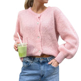 IFOMT Outfit Women's Y2K Button-down Long Sleece Basic Sweaters Casual Solid Color Aesthetic Knitwear Cardigans for Streetwear