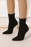 IFOMT New Fashion Spring Outfit Crystal Heel Stretch Mid Calf Skinny Boots