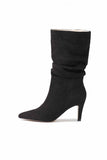 IFOMT New Fashion Spring Outfit Suede Pointed Toe Pleated Stiletto Heels Ankle Boots