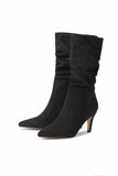 IFOMT New Fashion Spring Outfit Suede Pointed Toe Pleated Stiletto Heels Ankle Boots