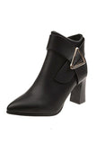 IFOMT New Fashion Spring Outfit Solid Color Pointed Toe Buckle Ankle Boots