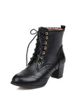 IFOMT New Fashion Spring Outfit Pointed Toe Lace Up Cutout Ankle Boots