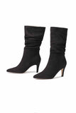 IFOMT New Fashion Spring Outfit Suede Pointed Toe Pleated Stiletto Heels Ankle Boots