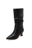 IFOMT New Fashion Spring Outfit Pointed Toe Pleated Knee High Boots