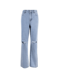 IFOMT Blue Wash Straight Leg Knee Ripped Jeans