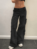 IFOMT Buttoned Straight Leg Cargo Jeans