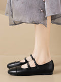 IFOMT Belt Buckle Round-Toe Split-Joint Flat Shoes Mary Janes