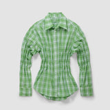 IFOMT Outfit Women Y2K Elegant Long Sleeve Shirts Solid Color Scrunched Turn Down Collar Button Down Blouse Casual Tops Streetwear