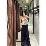 Ifomt America High Waist Black High Streetwear American Casual Wide Leg Pants Women Jeans Plus Size Basic Baggy Retro Straight Trouser