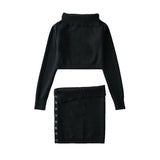 IFOMT Taruxy Knitted Skirt Sets Two Piece Off Shoulder Long Sleeve Tops High Waist Mini Skirts 2022 Autumn Matching Set Co-Ord Outfits