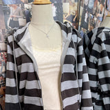Ifomt Vintage Stripe Pockets Hoodies Women Autumn New Warm Drawstring Long Sleeve Cardigan Top Casual Streetwear Y2K Sweatshirt Female