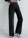 IFOMT Vintage Crossover Waist High Rise Boyfriend Jeans