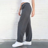 Ifomt Vintage Solid Wide Leg Pants Spring Autumn Elastic Waist Soft Loose Versatile Straight Trousers Femme Simple Casual Pants Chic