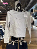 Ifomt Light Gray Long Sleeve Crop Top Y2K Harajuku Square Collar Slim Sexy Long Sleeve T-shirts New Autumn Tight Female Tees 2025