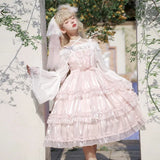 Ifomt Love Organza ~ Sweet Lolita JSK Dress Tiered Cute Mini Party Dress Gothic Y2k Pink Princess Dresses