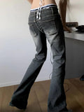 IFOMT Vintage Low Rise Wash Flare Jeans