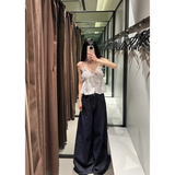 Ifomt America High Waist Black High Streetwear American Casual Wide Leg Pants Women Jeans Plus Size Basic Baggy Retro Straight Trouser