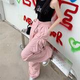 Ifomt Y2K Parachute Black Pants Women Hippie Streetwear Oversize Pockets Cargo Trousers Harajuku Wide Leg Baggy Sweatpants Casual Outfit