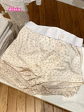 Ifomt Floral Print Sweet Camis + Tight Shorts Set Cute Homewear Two Piece Set For Women 3 Buttons Tank Trouser Retro Y2K Summer Suit