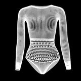 IFOMT Hot Drill Hollow Out Body Tops For Women Sexy Off-shoulder Mesh Diamonds Bodysuit Backless Nightclub Party Top PlaysuitChristmas Gifts