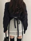 IFOMT Solid V Neck Tie Back Loose Sweater