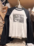 Ifomt Vintage Rock Graphic Long Sleeve T-shirts Women Autumn New Print Cotton Ribbed T Shirt Female Retro Streetwear Slim Y2k Tops