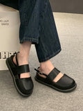 IFOMT Belt Buckle Hollow Round-Toe Split-Joint Sandals Wedges & Flatform