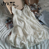 Ifomt Sweet White Lace Trim A-line Dress Women Elastic Waist V-neck Sleeveless Mini Dresses Vintage Preppy Style Y2K Short Vestido New