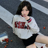 IFOMT Outfits O Neck Long Sleeve Letter Print Loose Casual Strwetwear Tops Fashion Korean Manufacturer Clothes  Y2K Streetwear Autumn