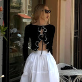 IFOMT Outfit  Knitted Sexy Long Sleeve Y2K Streetwear Slit High Waist Crop Top Tshirt Autumn  Manufacturer Casual Clothing