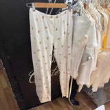 Ifomt Polka Dot Litter Bear Cute Homewear Casual Pant Elastic Waist Straight Long Trouser Comfort Sleepwear Spring Summer Pants 2025