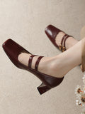 IFOMT Lace-Up Shallow Cut Square-Toe Pumps