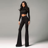 IFOMT Outfit Autumn Casual Tracksuit Women Long Sleeve Basic Y2K Tops Long Low Waisted Sexy Fashion Pants Elegant Two Piece Set