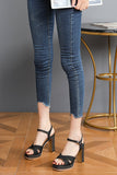 IFOMT Denim design 10CM thick heel high heels