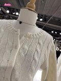 Ifomt Chic Twisted Flower Knit Sweater Cardigan 2025 Spring Long Sleeve O-neck Single Breasted Casual Coat Streetwear Sweet Sweater