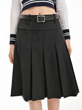 IFOMT Solid Waist Women Pleated Skirt 2023 Summer Preppy Style Female Skirts Street Casual Loose Ladies Folds Faldas De Mujer